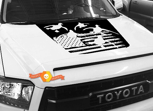 Adesivo in vinile con anatre in volo e bandiera USA per cofano Toyota Tundra 2014-2018