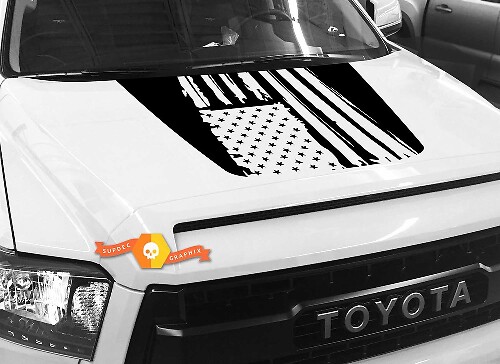 Adesivo in Vinile Design Bandiera USA Distrutta per Cofano Toyota Tundra 2014-2018