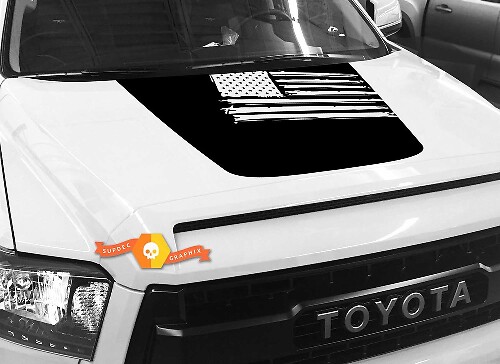 Adesivo in Vinile per Cofano Stile Blackout Bandiera USA per Toyota Tundra 2014-2018