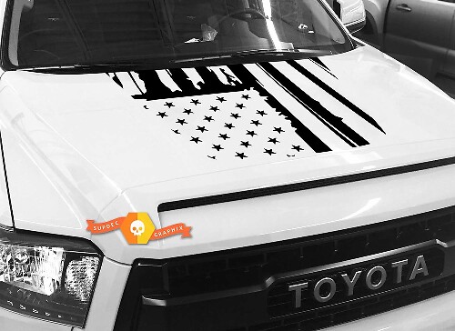 Adesivo in vinile con bandiera americana invecchiata per cofano Toyota Tundra 2014-2018