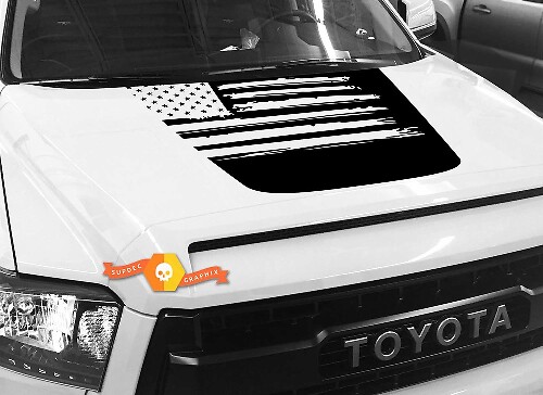 Adesivo in Vinile per Cofano Stile Bandiere Americana Invecchiata per Toyota Tundra 2014-2018