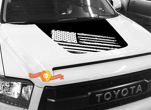 Adesivo in Vinile con Bandiera Americana Stile Blackout per Cofano Toyota Tundra 2014-2018