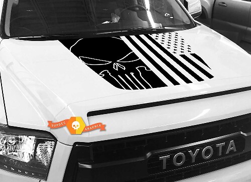 Adesivo in vinile con teschio Punisher e bandiera USA per Toyota Tundra 2014-2018