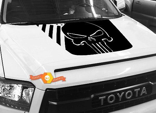 Adesivo in vinile con logo Punisher e bandiera USA per cofano Toyota Tundra 2014-2018