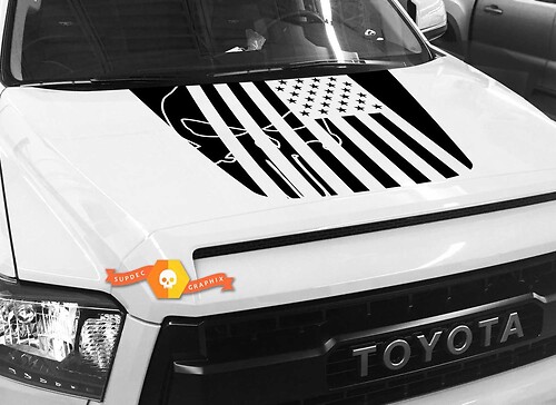 Hood USA Distressed Punisher Flag grafica Decalcomania per TOYOTA TUNDRA 2014 2015 2016 2017 2018 #32
