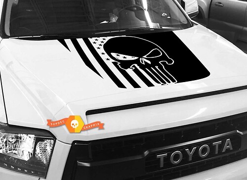 Hood USA Distressed Punisher Flag grafica Decalcomania per TOYOTA TUNDRA 2014 2015 2016 2017 2018 #36
