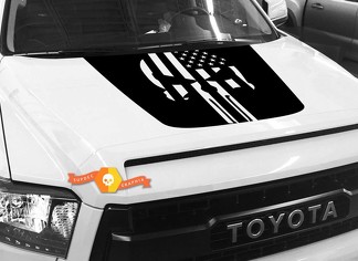 Hood USA Distressed Punisher Flag decalcomania grafica per TOYOTA TUNDRA 2014 2015 2016 2017 2018 # 37
