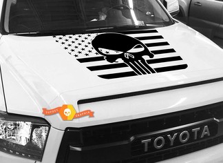 Hood USA Distressed Punisher Flag decalcomania grafica per TOYOTA TUNDRA 2014 2015 2016 2017 2018 # 38
