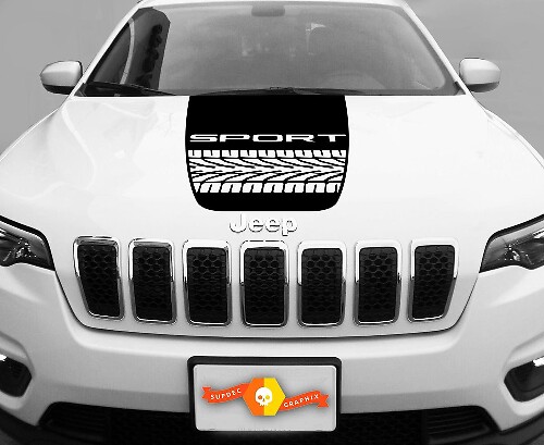 2014-2017 Jeep Cherokee Tire Track Trail Rated Sport Vinyl Hood Decal Sticker Graphic
