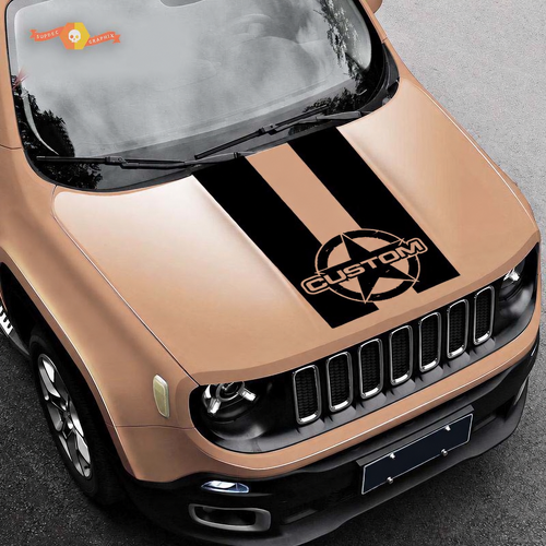 Adesivo in vinile con stella consumata PERSONALIZZATO per cofano Jeep Renegade 2015-2019