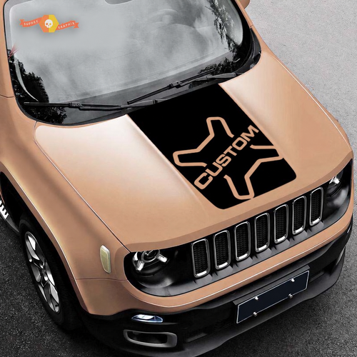 Adesivo in vinile nero CUSTOM X per cofano Jeep Renegade 2015-2019