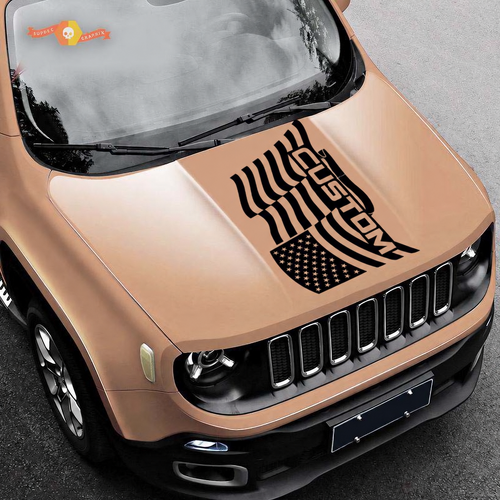 ADESIVO VINILICO PERSONALIZZATO con bandiera americana sventolante per cofano Jeep Renegade 2015-2019