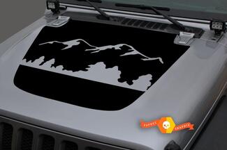Hood Vinyl Forest Mountains Blackout Decal Sticker per 18-19 Jeep Wrangler JL #2
