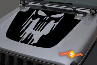 Cappuccio in vinile Punisher Blackout Decal Sticker per 18-19 Jeep Wrangler JL#1
