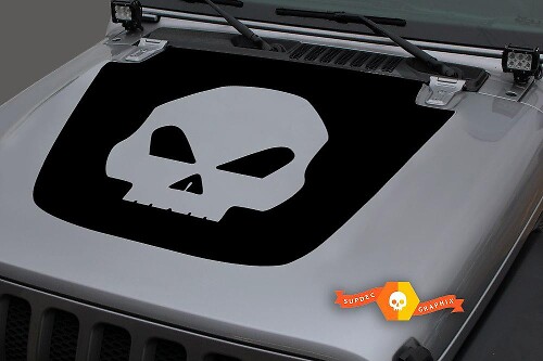 Adesivo in Vinile per Cofano Skull Blackout 3 per Jeep Wrangler JL