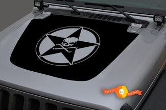 Jeep Hood Vinyl Military Star Pirate Blackout Decal Sticker per 18-19 Wrangler JL#1
