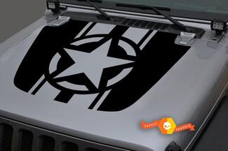 Jeep Hood Vinyl Military Star Blackout Decal Sticker per 18-19 Wrangler JL#2
