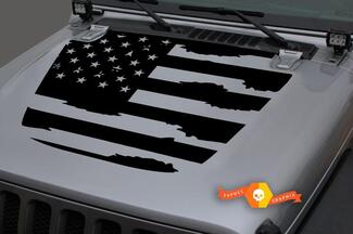 Jeep Hood Vinyl USA Flag Blackout Decal Sticker per 18-19 Wrangler JL#1
