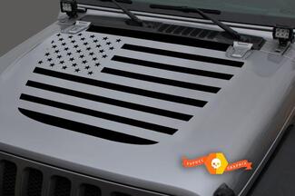Jeep Hood Vinyl USA Flag Blackout Decal Sticker per 18-19 Wrangler JL#2
