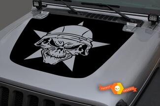 Jeep Hood Vinyl Military Star Skull Blackout Decal Sticker per 18-19 Wrangler JL#2

