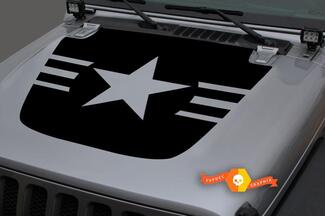 Jeep Hood Vinyl USA Military ARMY Star Punisher Blackout Decal Sticker per 18-19 Wrangler JL # 4
