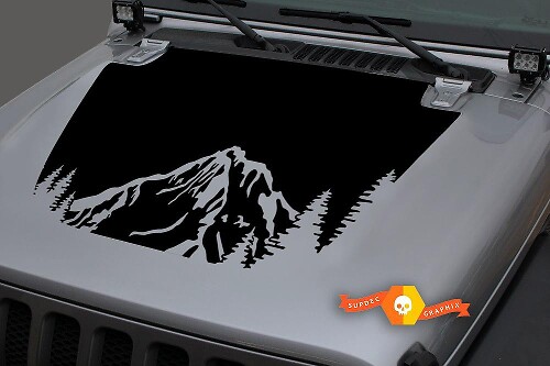 Adesivo in vinile oscurante Forest Mountains Nero 3 pezzi per Jeep Wrangler JL