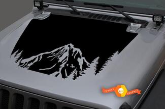 Hood Vinyl Forest Mountains Blackout Decal Sticker per 18-19 Jeep Wrangler JL#11
