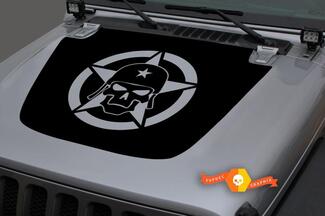 Jeep Hood Vinyl Military Star Skull Blackout Decal Sticker per 18-19 Wrangler JL#3
