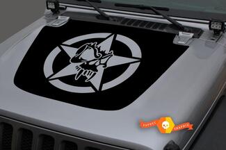 Jeep Hood Vinyl Military Star Skull Blackout Decal Sticker per 18-19 Wrangler JL#4
