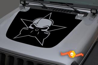 Hood Vinyl Military Star Skull Blackout Decal Sticker per 18-19 Jeep Wrangler JL#13
