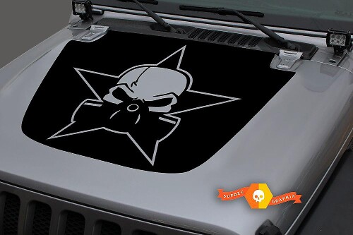 Militare Star Teschio Blackout Hood Adesivo Vinile 3 per Jeep Wrangler JL