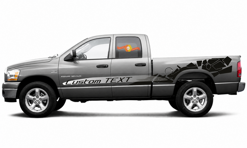 Power Wagon Style Custom TEXT Shattered Stripe Pair Fiancata Fiancata cassone Adesivo in vinile per RAM 1500 Rebel 2019