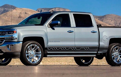Grafica a strisce laterali Chevrolet Silverado mk3 Adesivo Decalcomania per pannello porta in vinile nero
