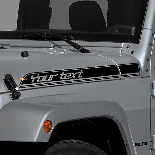 Kit adesivi in vinile con contorno testo personalizzato per striscia laterale cofano Jeep Wrangler