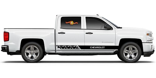 Grafica a strisce laterali Chevrolet Silverado mk3 Adesivo Decalcomania pannello porta Adesivo Decalcomania in vinile nero 1
