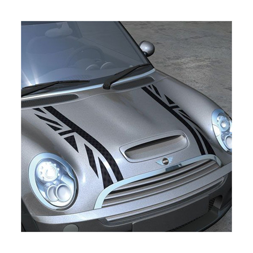 Adesivo in Vinile con Doppie Strisce e Bandiera UK per Cofano MINI Cooper