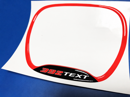 392 Hemi Style Custom TEXT Domed Trim Ring — Adesivo in vinile (volante) per Dodge Challenger