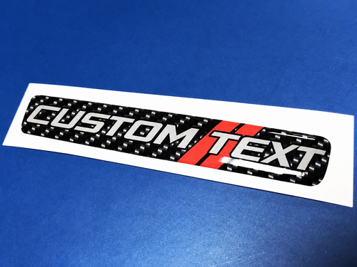 Carbon Fiber Red Twin Stripes Custom Text Domed Insert — Adesivo in vinile (volante) per Dodge Challenger