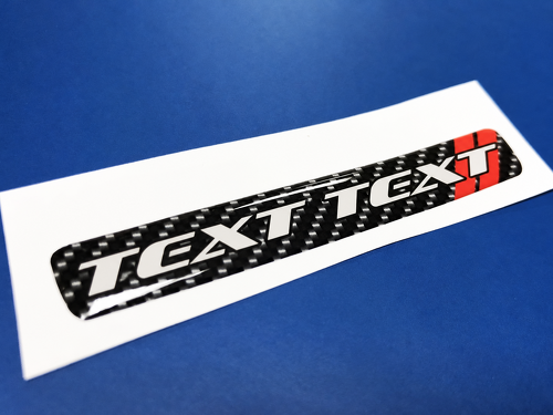 Scat Pack Style TEXT TEXT Red Carbon Fiber Domed Strip 2 — Adesivo in vinile (volante) per Dodge Challenger