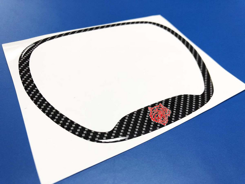 Anello di rivestimento del volante Hellcat Adesivo a cupola rosso in fibra di carbonio Dodge
