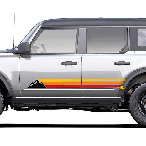Adesivo in Vinile Strisce Laterali Montagne Stile Retrò per Toyota 4Runner