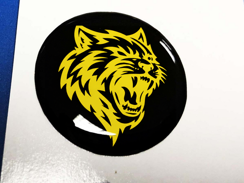 Pulsante di avvio del motore Start Stop Logo Hellcat Emblema giallo a cupola Adesivo Decal Challenger Charger Dodge
