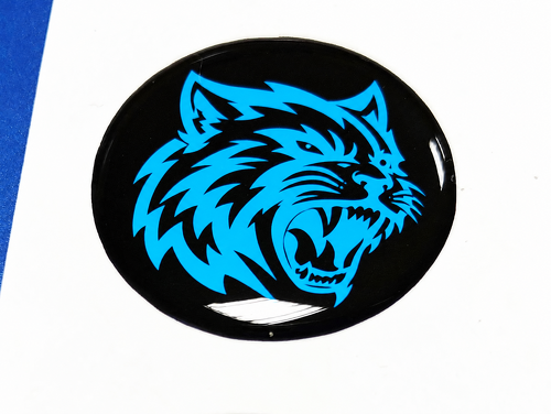 Hellcat Style Cyan Custom Cat Domed Insert — Adesivo in vinile (pulsante di avviamento) per Dodge Challenger