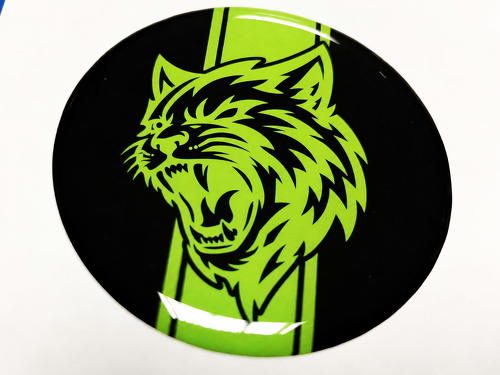 Hellcat Style Lime Green Racing Stripe Custom Cat Domed Insert — Adesivo in vinile (sportello carburante) per Dodge Challenger