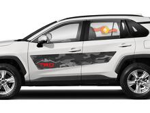 Coppia di Adesivi in Vinile con Strisce Laterali Mimetiche Stile TRD per Toyota RAV4 2019-2020_2