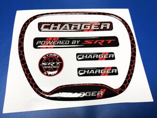 Set di CHARGER HONEYCOMB Powered by SRT Steering WHEEL TRIM RING emblema decalcomania a cupola 2
