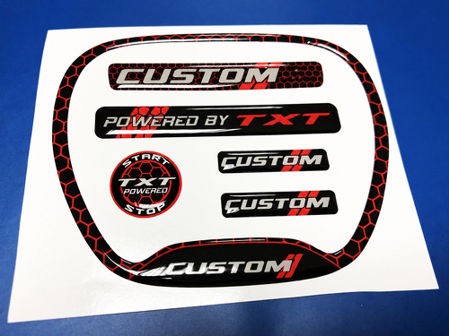 SRT Style Red Honeycomb Custom TXT Six Piece Domed Interior Kit — Adesivo in vinile (volante, pulsante di avviamento, telecomando chiave) per Dodge Charger 2015-2026