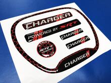 Set di CHARGER HONEYCOMB alimentato da SRT Steering WHEEL TRIM RING emblema a cupola adesivo decalcomania 2
 2
