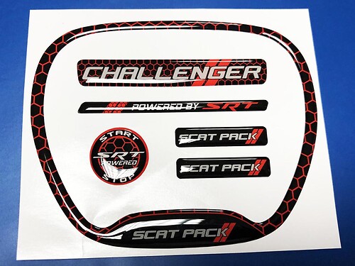 Set di Challenger SRT Scat Pack a nido d'ape rosso volante rivestimento anello emblema a cupola adesivo decalcomania caricatore Dodge Scatpack
