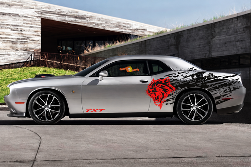 TXT Cat Head Splash Side Stripe Set Fiancata Adesivo in vinile per Dodge Challenger 2009-2019